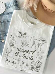 Camiseta de Parque Nacional, Camiseta "Respeta a los Habitantes Locales", Camiseta de Camping, Regalo para Amantes del Camping, Camiseta de Animales Salvajes, Camiseta de Mujer con Diseño de Naturaleza, Camiseta Casual de Algodón con Cuello Redondo para Primavera y Verano, Súper Suave, Camiseta Transpirable de Verano - Regalo Perfecto para Pascua, Día de San Patricio, Día de San Valentín, Día de la Madre para Mamá, Parejas, Familiares y Amigos. - 9-blanco - Ver 8