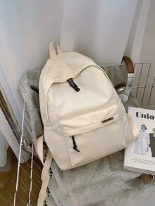 1pc Classic Basic Large Capacity Backpack For Back To School, With Laptop Compartment, Fashionable Multipurpose Backpack, Minimalist Solid Color Sports Bag, Adjustable Shoulder Straps, Lightweight Foldable Zipper Bag, Casual Travel Backpack, Suitable For Graduates, Boys, Girls, Teens/Youths, Outdoor, Travel, Middle School, High School, College, Any Occasion! - A - View 14