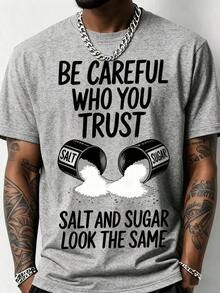 Camiseta Deportiva Divertida para Hombre con Estampado de "Salt And Sugar Trust" - Algodón Pesado de 200g, Corte Holgado, Transpirable, Manga Corta, Cuello Redondo, Estilo Casual y Deportivo, Ideal para el Verano - Ropa Deportiva con Diseño de Salero, Adecuada para Amantes de la Sal (Lavable a Máquina) FRUC - Negro - Ver 7