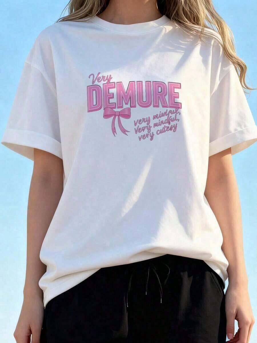 Pink Print T-Shirt For Valentine's Day, Casual For Women-2 - 紅色的 - 查看 1