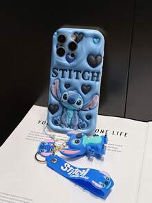 Disney Lilo And Stitch Phone Case : 3D Fluffy Pattern Border Protector Phone Soft Phone Case With A Free Cute Stitch Bracelet Chain Lanyard, Stitch, Lilo, Angel, For Apple 17 Promax 17 Pro 16 15 14 13 12 11 Pro Max XS Max X XR Soft Cover Summer Phone Case - trắng - Xem 5