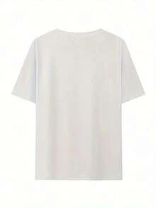 Camiseta Moderna Minimalista de Cuello Redondo para Mujer, con Estampado Floral de Rosas y Versículo Bíblico de Isaías 08, Manga Corta, Informal de Verano para Uso Diario - Blanco - Ver 2