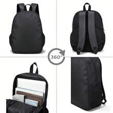 3-Piece Unisex Backpack Set With Large Capacity, Cool 2D Printed Pattern In Twisted  Style, Adjustable Shoulder Straps, Zipper Closure, Set Includes Backpack, Shoulder Bag, And Pencil Case, Essential For Back-To-School, School, Camping, Travel, And Outdoor Activities. - Black - View 3