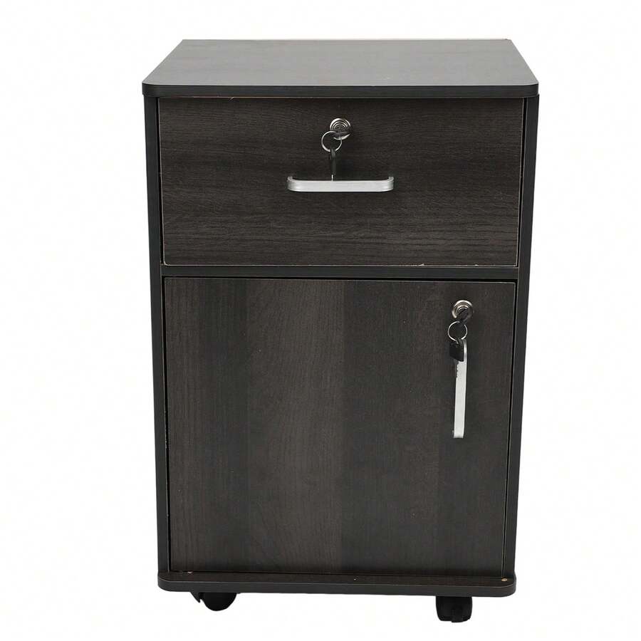 Filing Cabinet With Drawers On Wheels, Document Organizer, Modern Design For Office And Home - Black - View 1