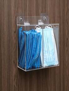 1pc Wall-Mounted Mask Holder, Mask Storage Rack, Self-Adhesive Bedroom Storage Box, Acrylic Tissue & Garbage Bag Holder, Wall Storage Organizer, Combined Wall Rack For Masks And Garbage Bags, No Drilling Required - Multicolor - View 9