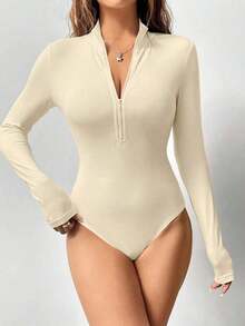 de manga larga de unicolor casual para mujer - Albaricoque - Ver 1
