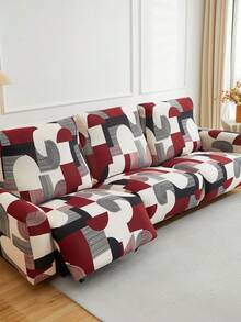 1 Set Of 4/6/8 Pcs Geometric Pattern Recliner/Sofa Covers, Printed Recliner Covers, Stretch Sofa Slipcovers, Suitable For Living Room, Office, Home Decor, Fits Single, 2-Seater, 3-Seater Recliner/Sofa - Multicolor - View 7