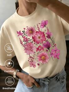 Soft Camiseta de manga corta de moda para primavera y verano de , hecha en México, 200 gramos.Estampado de dibujos animados, modelo de pareja, apta para uso interior o exterior.Cuello redondo, unisex, ideal para oficina y ocio.Paquete de una pieza, blusas elegantes dama - Albaricoque - Ver 7