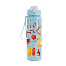 1pc 750ml/26oz 3D Printed Barbecue Pattern Sports Straw Water Bottle, 5 Color Options, With Handle Strap For Easy Carrying, Compact Durable Lightweight, Suitable For Outdoor Camping, Sports, Travel, School, Office, Birthday Gift - Multicolor - View 10
