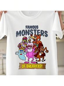 Camisetasestampadasdemonstruo divertido de moda! FAMOSOMONSTRUOSEstampado de dibujos animados para hombreTCamisaTema de desayuno retro, Conjuntosfamiliaresajuego,camisetasdivertidasparamujeresespañol,camisetasparaniñosyniñas,camisetasdelMundial2026,camisetasdedibujosanimado/animecamisetasconestampadodegatitos. - Blanco - Ver 1