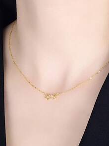 1pc S925 Sterling Silver Elegant Floral Pendant Necklace, Delicate Unique INS Design Sweater Chain Clavicle Chain, Casual Sweet Versatile Party Wear Women Necklace - Flowers - View 8