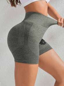 Sport Pantalones cortos deportivos sin costuras de cintura alta para mujer - Pantalones cortos con control de abdomen y elevación del trasero suave para correr, ciclismo, yoga, pickleball, ejercicio, uso diario, color negro - Verde militar - Ver 2
