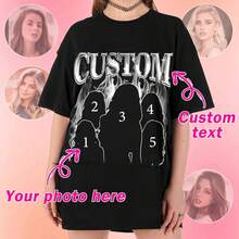 LucBuy Custom Pirate Rap T-Shirts, Oversized Sweatshirt With Custom Retro Face Text And Photos, Graphic Face Crew Neck Casual Drop Shoulder Hoodies Gifts - 樣式 3 - 查看 5