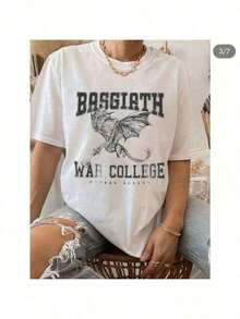 Camisetas de Darkacademia _ Camiseta de la Cuarta Ala de Darkacademia, Basgiath War College _ Blanca - Talla XL Nueva _ Color_ Blanco _ Talla_ XL2025 - Estilo - Ver 8