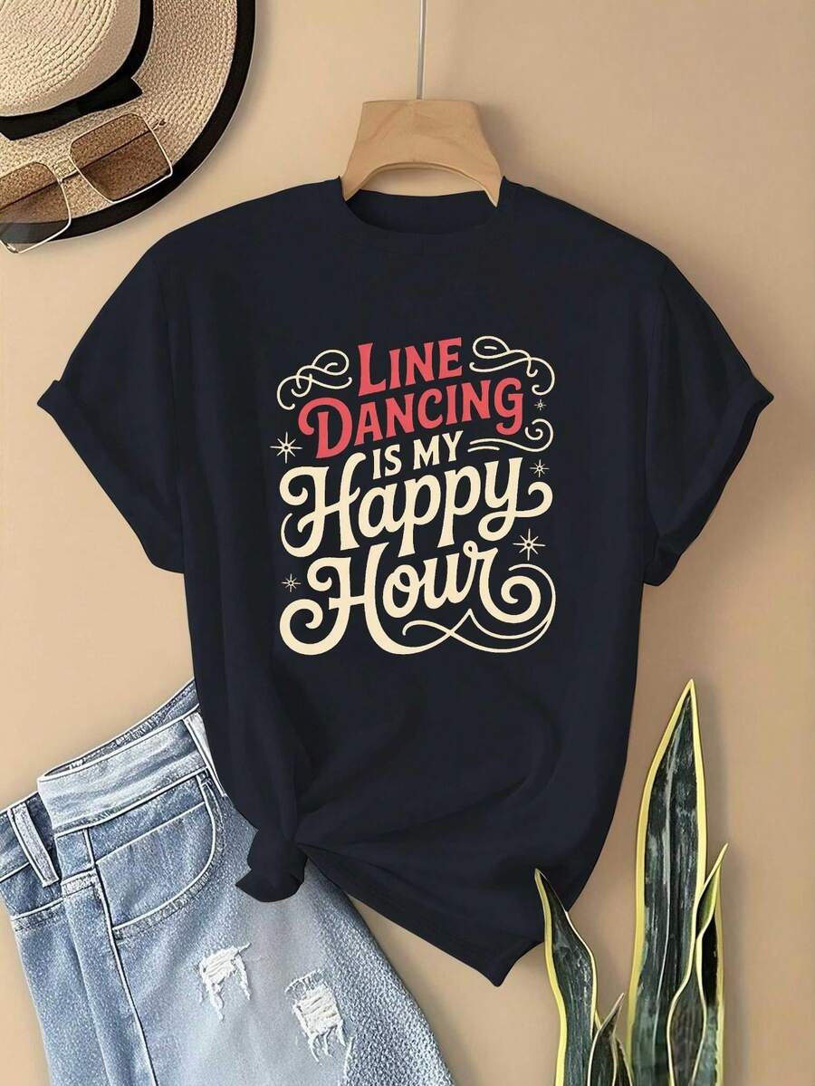 Camiseta Extra Grande para Mujer, Camiseta Cómoda y Elegante para Mujer, Top de Moda, Cuello Redondo, Adecuada para Todas las Temporadas - Negro - Ver 1