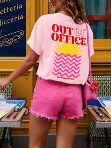 Dam Casual Rundhalsad Kortärmad T-shirt Rosa - Rosa - Visa 4