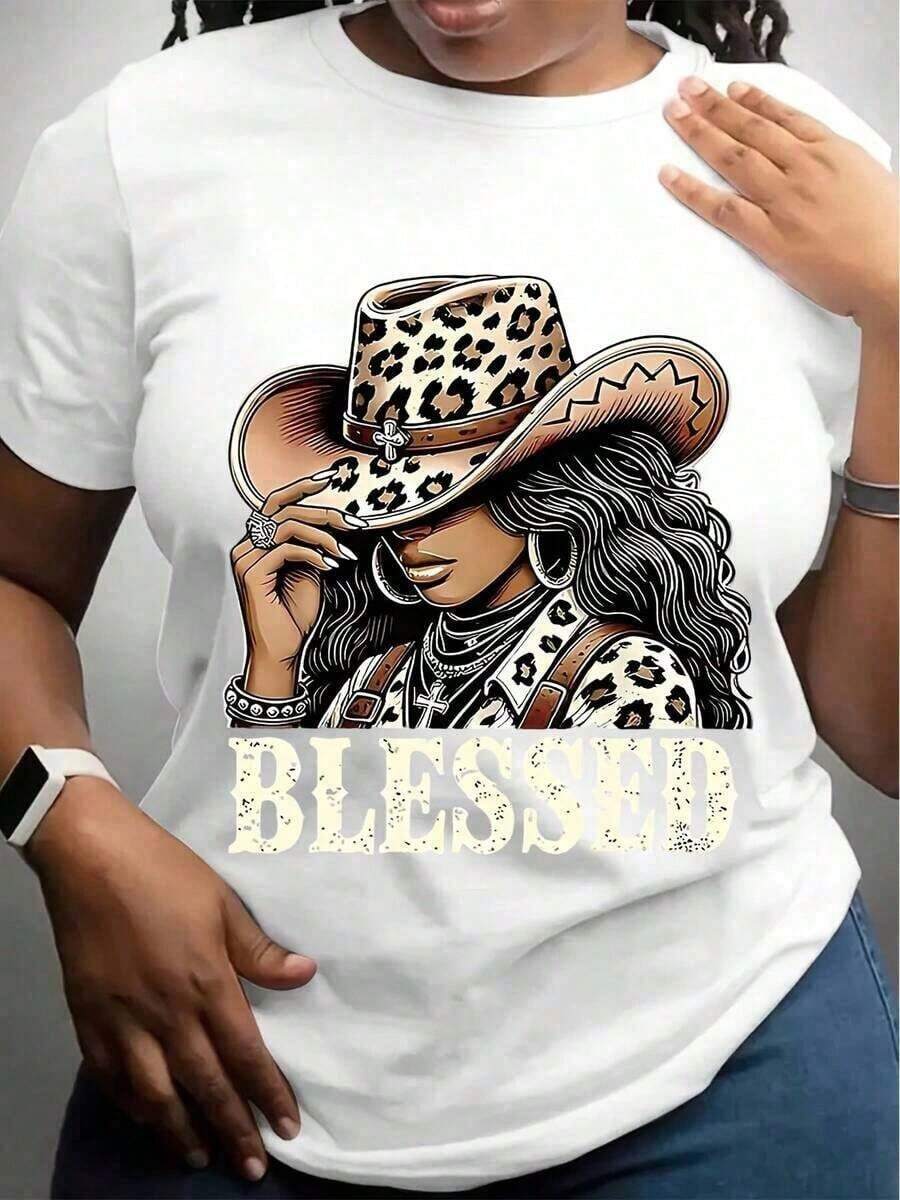 Women's Short-Sleeved Crew Neck T-Shirt With A Print, Made From Pure Cotton. The Classic, Minimalist Crew Neck Is Versatile And Flattering For All Body Types. Perfect For Dates, Commuting, And Casual Outings. - 白色 - 查看 1