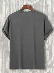 Nueva camiseta de manga corta con cuello redondo para mujeres, diseño estival, con un sencillo y moderno estampado de letras, transpirable y absorbe la sudoración. Envío exprés desde almacén local, modelo para parejas, ropa de pareja - Gris - Ver 2
