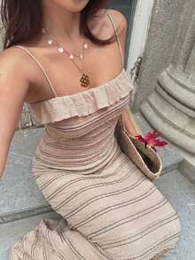 YHHSunnyshic Vestido de mujer con tirantes finos y volantes multicapa, estilo dulceYHH - Rosa Pálido - Ver 3