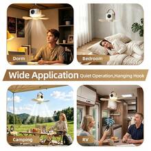 Hailicare Wireless Portable Mini Hanging Fan With Light, Remote Control, Rechargeable, 7200mAh Battery, 4 Speeds, Timing Function, Suitable For Outdoor Camping, Tent, Bed, Bedroom - Apricot - View 6