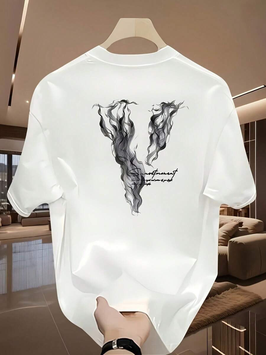 New Women's Short-Sleeved T-Shirt, 180g, 100% Cotton - Versatile Casual T-Shirt With Summer Print For Men - Summer Print T-Shirt For Couples - Unisex - Holiday Gift - 白色 - 查看 1