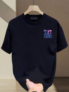 Nueva camiseta de manga corta para mujer de 180 g,% algodón - Camiseta casual versátil con estampado de verano para hombre - Camiseta con estampado de verano para parejas - Unisex - Regalo para vacaciones - Negro - Ver 2