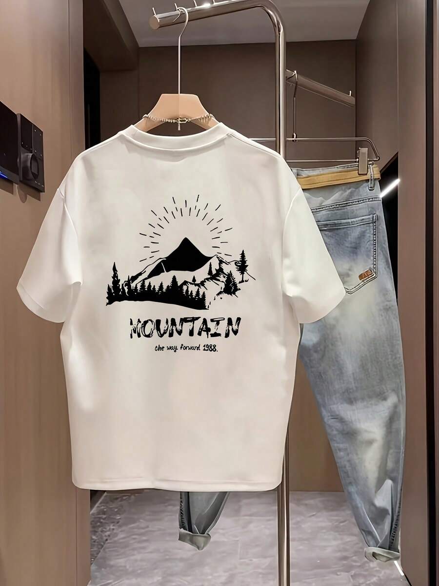 Nueva camiseta de manga corta para mujer de 180g,% algodón - Camiseta casual versátil con estampado de verano para hombre - Camiseta con estampado de verano para parejas - Unisex - Regalo para vacaciones - Blanco - Ver 1