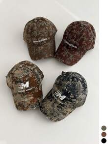 American Vintage Ripped Camouflage Embroidered Baseball Cap For Women, Wide Brim Soft Crown Street Cool Cargo Style Style Peaked Hat - Multicolor - View 7