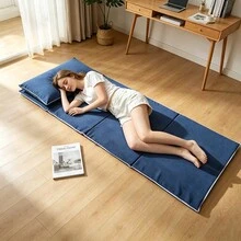 毛絨睡眠墊，可折疊午睡墊，休閒地板墊，可折疊床墊用於地面睡眠，單人便攜式辦公室午休墊，厚海綿墊附可拆卸拉鍊套，露營設備 - 彩色 - 查看 8