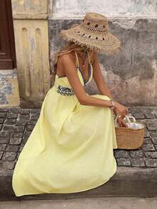 Women Midi Dresses - 淺黃色 - 查看 3