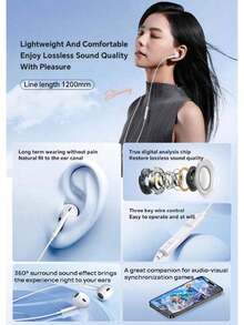 REMAX RM-702 Wired Headphones, 3.5mm Jack, In-Ear Headphones For Music And Calls, Noise Cancellation And Sound Isolation, In-Line Control. - View 5