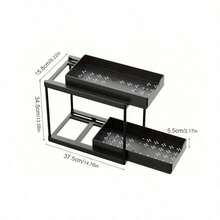 Double Layer Sink Organizer Rack, Kitchen Cabinet Storage Shelf, Double Sliding Door Cabinet Basket Drawer Storage, Multifunctional Bathroom Storage Basket, Organizing Rack, Under Sink Kitchen Storage Shelf, Kitchen Decor, Holiday Gift, Kitchen Supplies, Kitchen Storage Rack, Bathroom & Kitchen Cabinet Storage Unit - Multicolor - View 16