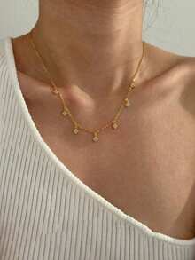 1 chiếc dây chuyền mạ vàng 18k, kiểu dáng đa năng, phù hợp cho các buổi hẹn hò, tụ họp, làm quà tặng và đeo hàng ngày. - Vàng - Xem 3