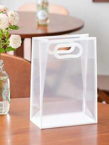 20pcs Reusable Clear PP Gift Packaging Bags With Clear Handles, No Ribbons Included. Transparent Gift Bags For Bridal Party, Wedding, Birthday, Shopping, Easter, Christmas, Holiday Party Supplies & Simple Home Decor - Multicolor - View 7
