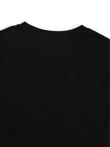 [Festive Clover Tee] Casual, T-Shirt - Women's St. Patrick's Day Clover & Valentine's Heart, Machine Washable, All-Season Fashion Tee With Festive Shamrock Design, Round Neck - Black - View 4