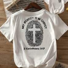 Short-Sleeved T-Shirt With Front And Back Print, Featuring Christian Themes And Faith Motifs, Round Neck, Casual Short-Sleeved T-Shirt For Women - Women's Clothing, Comfortable Fit, Classic Design. - 白色 - 查看 7