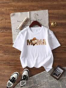180g Made In Mexico, Spring/Summer 2026 Fashion Short Sleeve T-Shirt, Cartoon Print, Couple Style, Underwear/Outerwear, Casual Round Neck For Office, Unisex One Piece Top - 白色的 - 查看 2