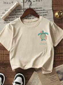 Camiseta de mujer de manga corta, de ajuste holgado, con cuello redondo y estampado de eslogan, nueva para el verano. Prenda de vestir casual y de moda, adecuada para uso diario y vacaciones.,Playera Gráfica Oversized Mujer Verano Casual - Albaricoque - Ver 3