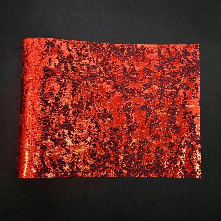 1 Roll Red Gold Foil Table Runner, Beautiful Elegant Fashionable Personalized, Decorate And Cover Tableware, Wedding Birthday Party Celebration, Elegant Fashionable Minimalist Personalized, Wear-Resistant Durable, Daily Home Gathering Dinner - View 1