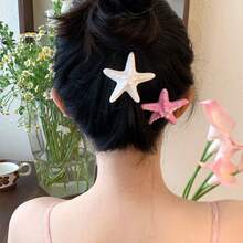 5入美人魚風美學海星髮夾，彩色馬卡龍海星鴨造型夾，多巴胺風夏季海灘度假必備，可愛樹脂海洋主題髮夾，Y2K海洋生物音樂節派對拍照髮飾，防滑造型髮片抓夾，適合學校使用 - 彩色 - 查看 6