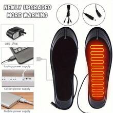 1 Pair USB Powered Trimmable Electric Heated Insoles, Unisex Foot Warming And Massaging - Multicolor - View 4