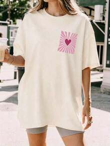 Camiseta Casual de Manga Corta y Cuello Redondo para Mujer, Talla Grande, Verano - Estilo - Ver 2