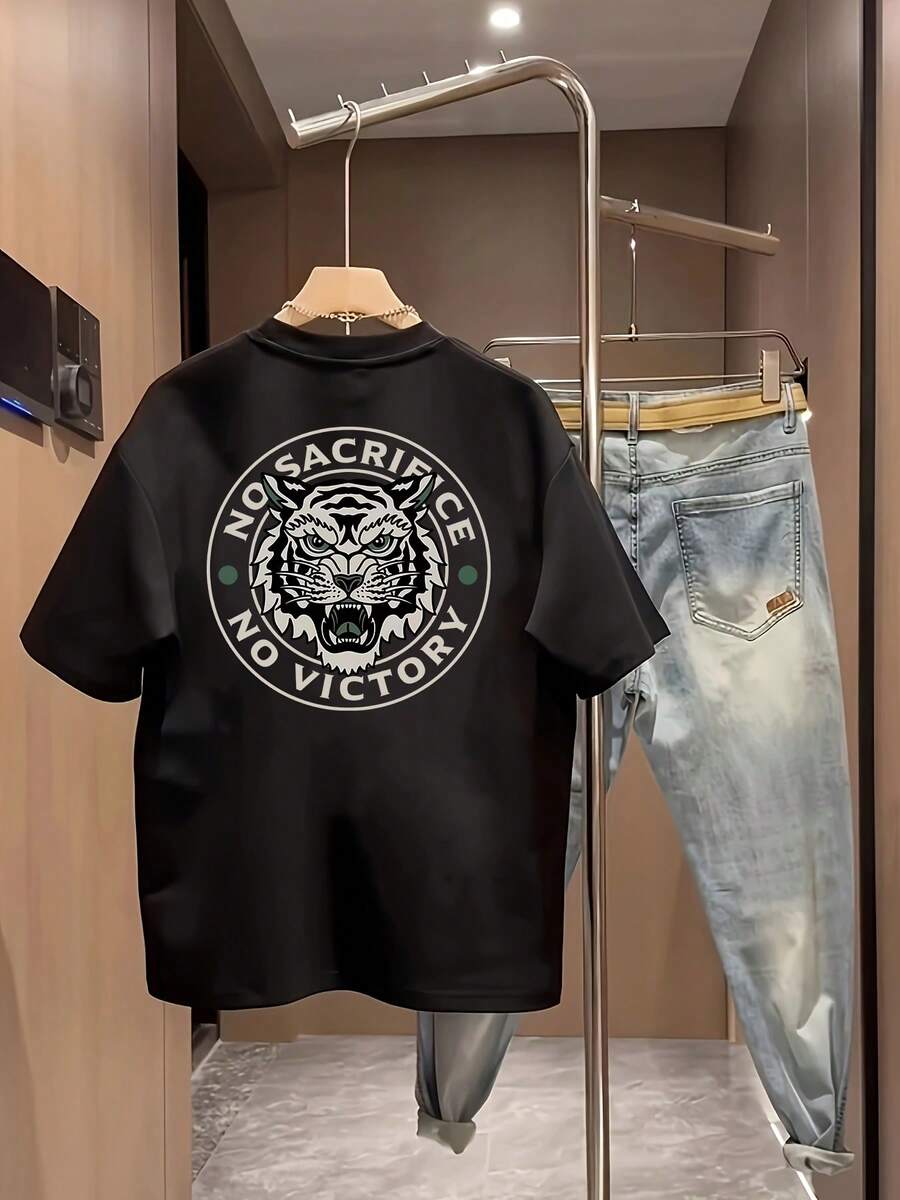 New Women's Short-Sleeved T-Shirt, 180g, 100% Cotton - Versatile Casual T-Shirt With Summer Print For Men - Summer Print T-Shirt For Couples - Unisex - Holiday Gift - 黑色 - 查看 1