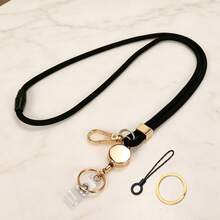 1 pieza Cordón desprendible para maestros con carrete retráctil para tarjetas de identificación, cordón para teléfono con anillos de llave dorados, cordón para llaves para trabajadores de oficina, mujeres - Multicolor - Ver 15
