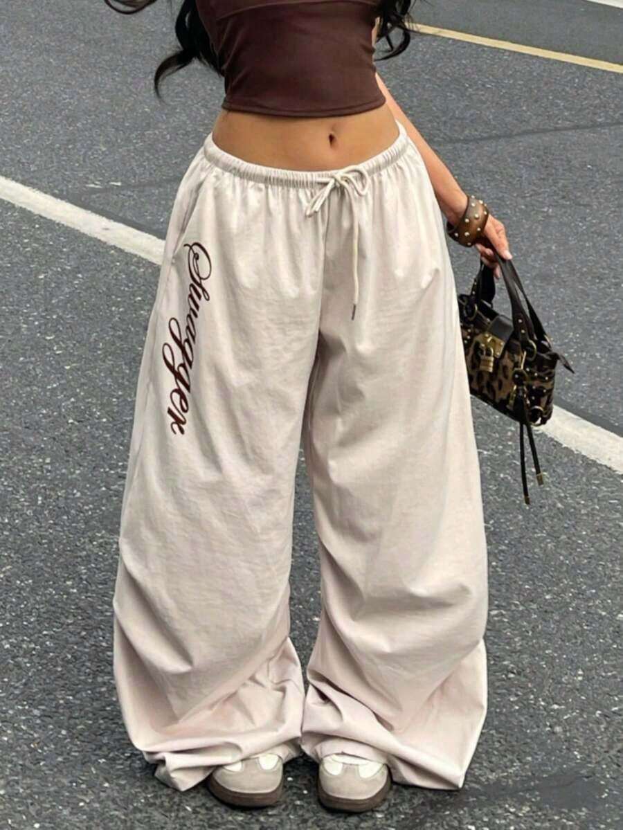 Women's Color-Blocked Parachute Pants For Spring And Summer Outings And Concerts - Apricot - View 1