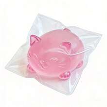 A Color Random Cute Maltose Cat Head Squeeze Toy, Soft Slow-Rebound TPR Stretchable Toy, Beautiful And Portable, Ideal For Birthday And Holiday Gifts, Classroom Prizes, Mischievous Cat Design, Slow-Rebound Material - Màu hồng trong suốt - Xem 1