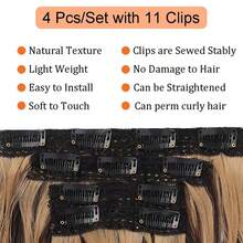 4-Piece Set Of 11 Clip-In Hair Extensions, Clip-In Hair Extensions, 12 Inch Synthetic Clip-In Short Soft Natural Wigs High-Tempe - Multicolor - View 7