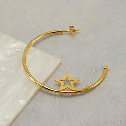 European And American Fashion New Heart, Butterfly, And Star Stainless Steel Earrings, Unique And Simple, Stylish Ins-Style Women's Earrings