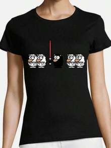 Women's Top: A Group Of White Sheep Observes A Black Sheep Carrying A Red Luminous Sword, Representing Individual Difference And Inner Strength. Casual, Modern, Comfortable Women's T-Shirt For Everyday Wear. 2026 - 黑色 - 查看 12