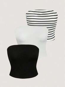 3 piezas Top bandeau de rayas - Multicolor 3 - Ver 8